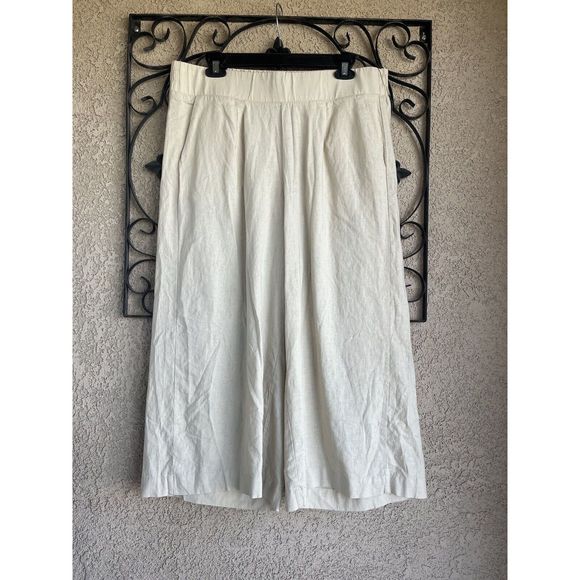 Torrid Crop Pull On Wide Leg Stretch Linen Blend Pant Size 00/M-L - Khaki - Picture 3 of 10